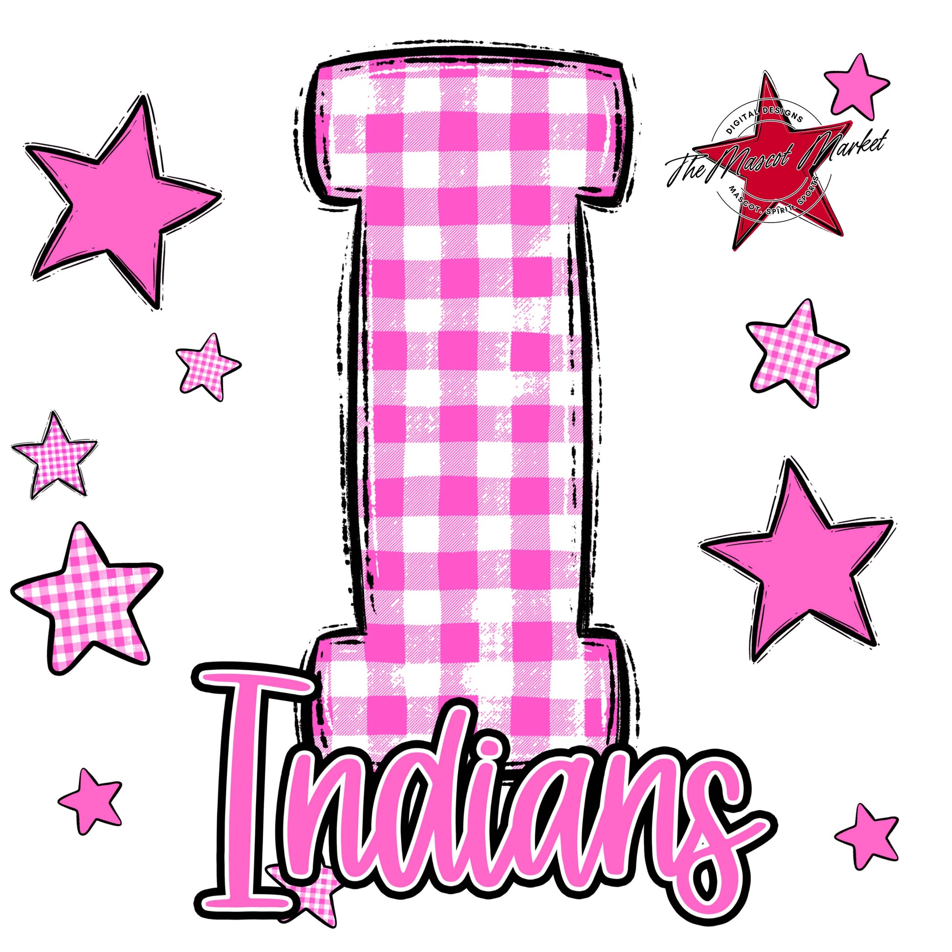 Indians Plaid Star Design-Baby Pink
