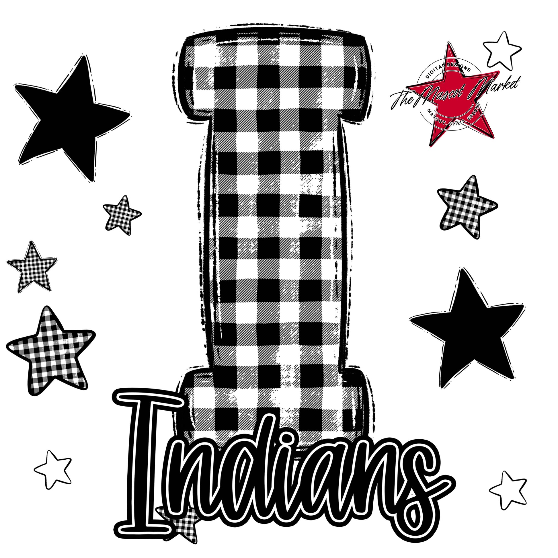 Indians Plaid Star Design-Black