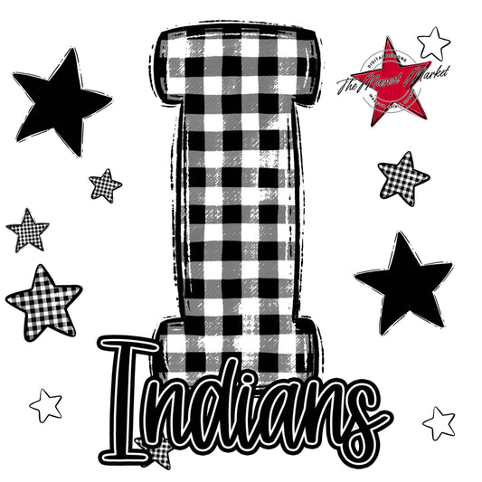 Indians Plaid Star Design-Black