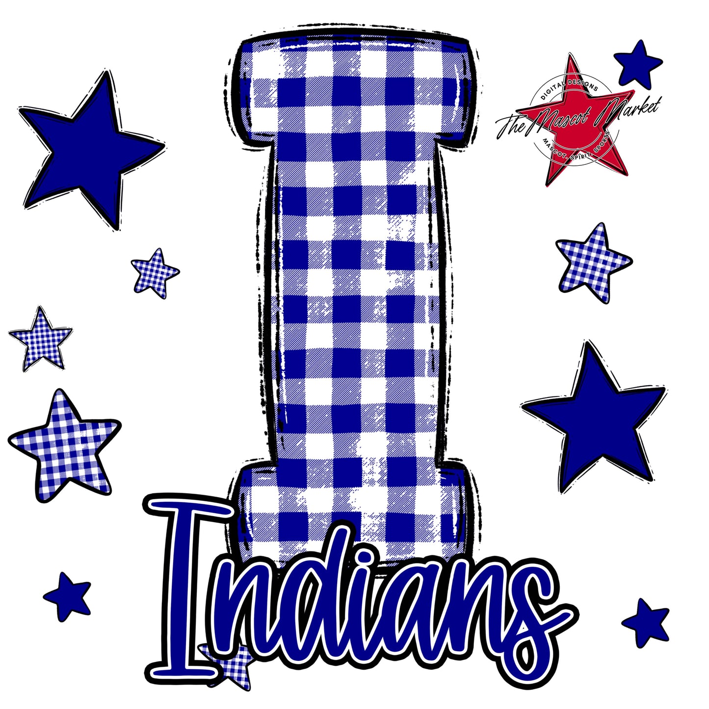Indians Plaid Star Design-Blue
