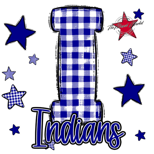 Indians Plaid Star Design-Blue