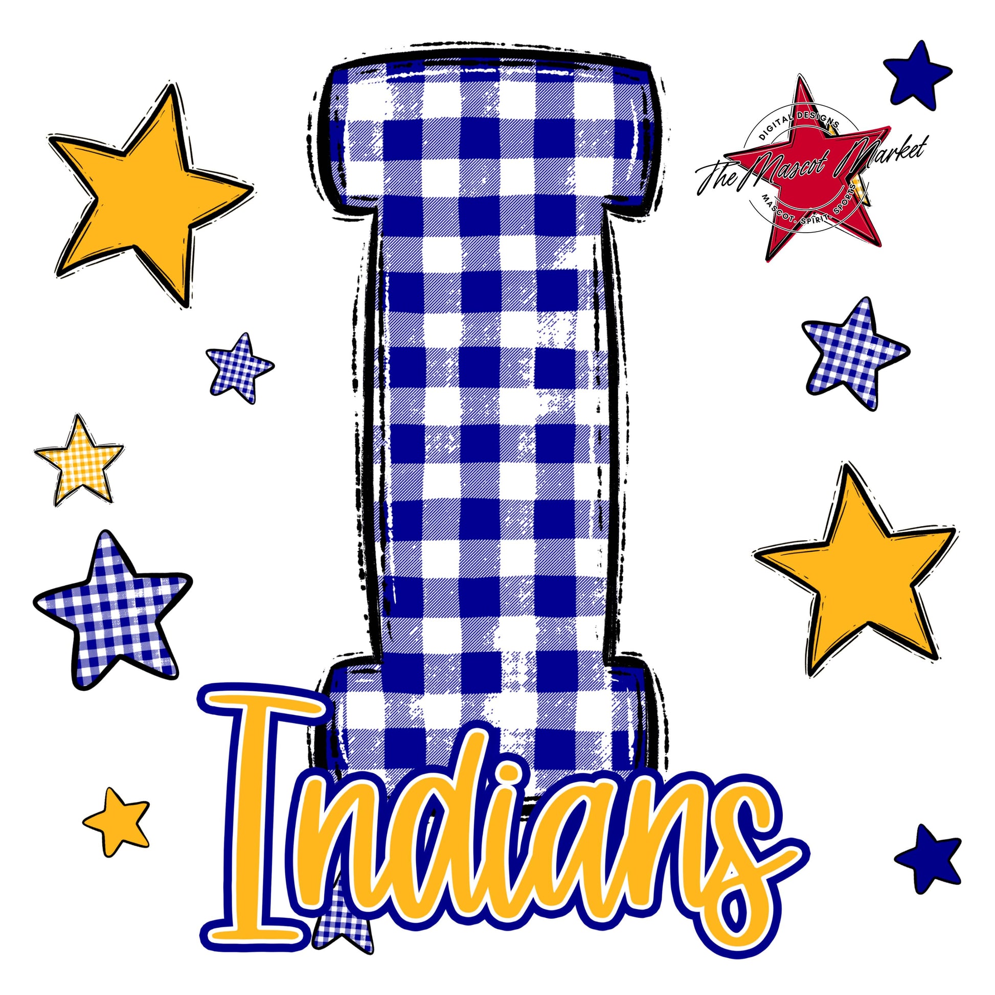 Indians Plaid Star Design-Blue & Yellow