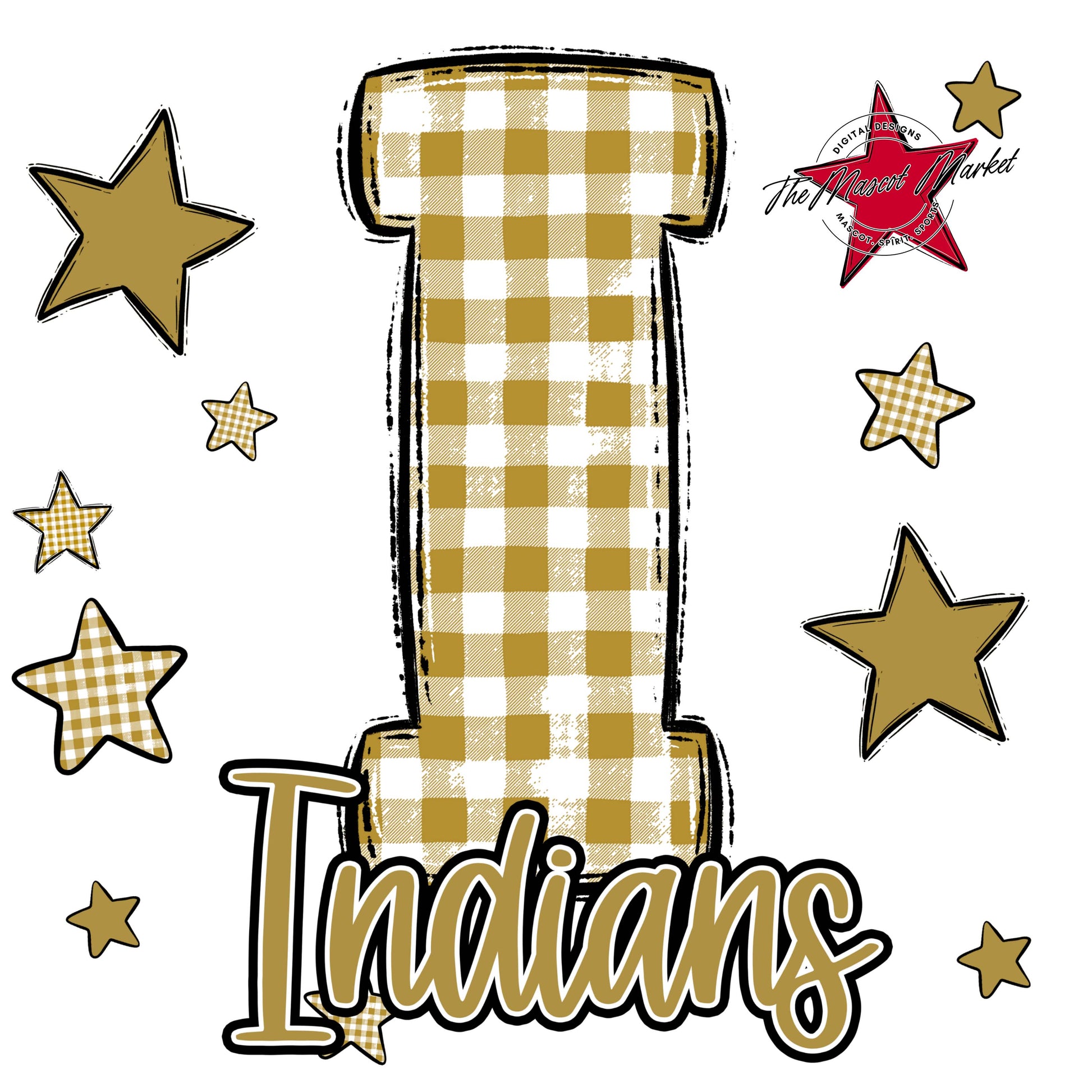 Indians Plaid Star Design-Gold