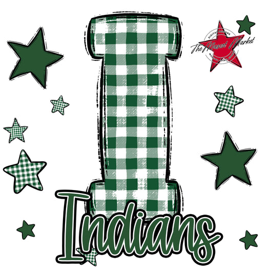 Indians Plaid Star Design-Green
