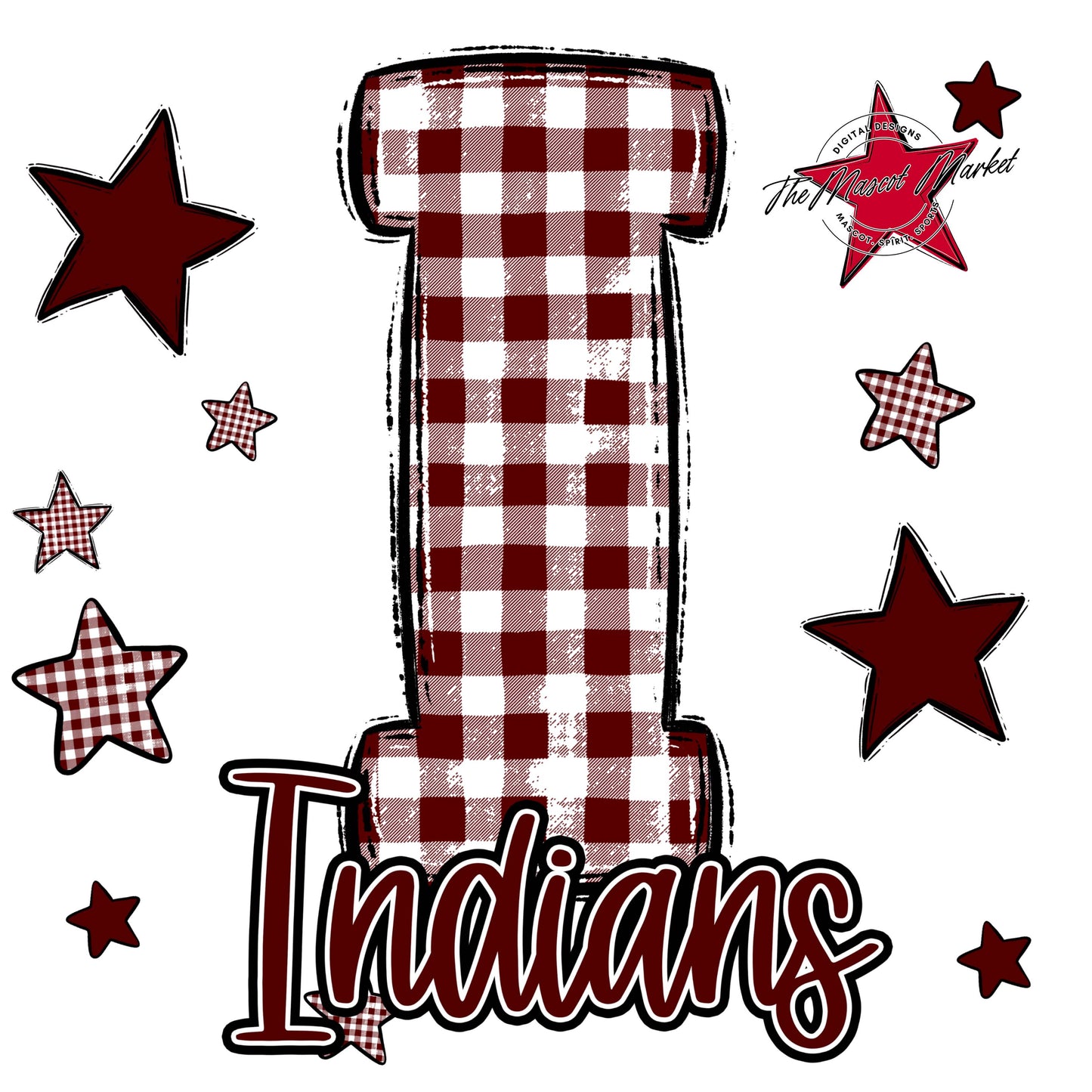 Indians Plaid Star Design-Maroon
