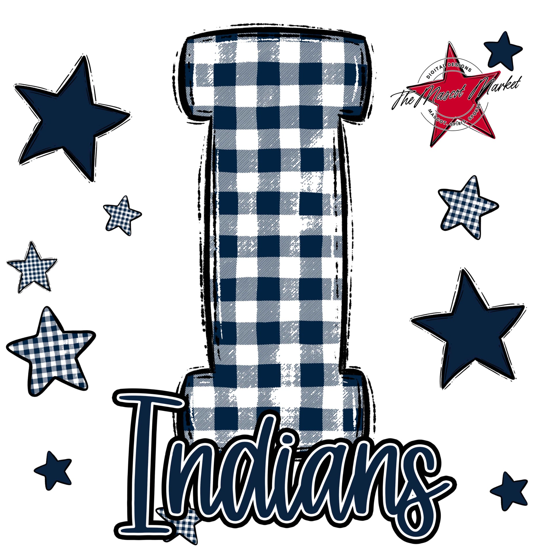 Indians Plaid Star Design-Navy