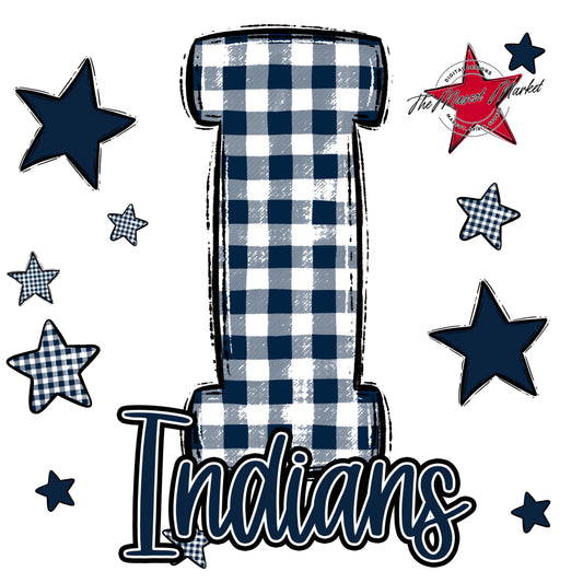 Indians Plaid Star Design-Navy