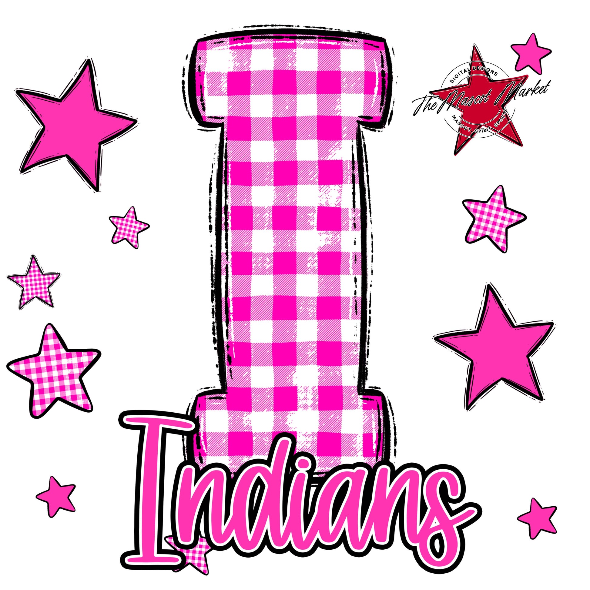Indians Plaid Star Design-Pink