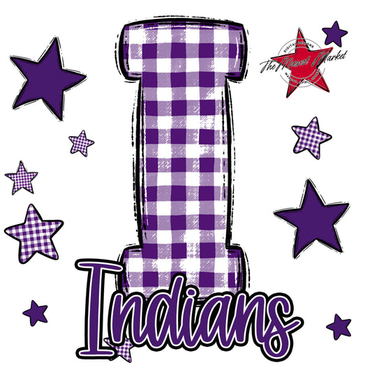 Indians Plaid Star Design-Purple