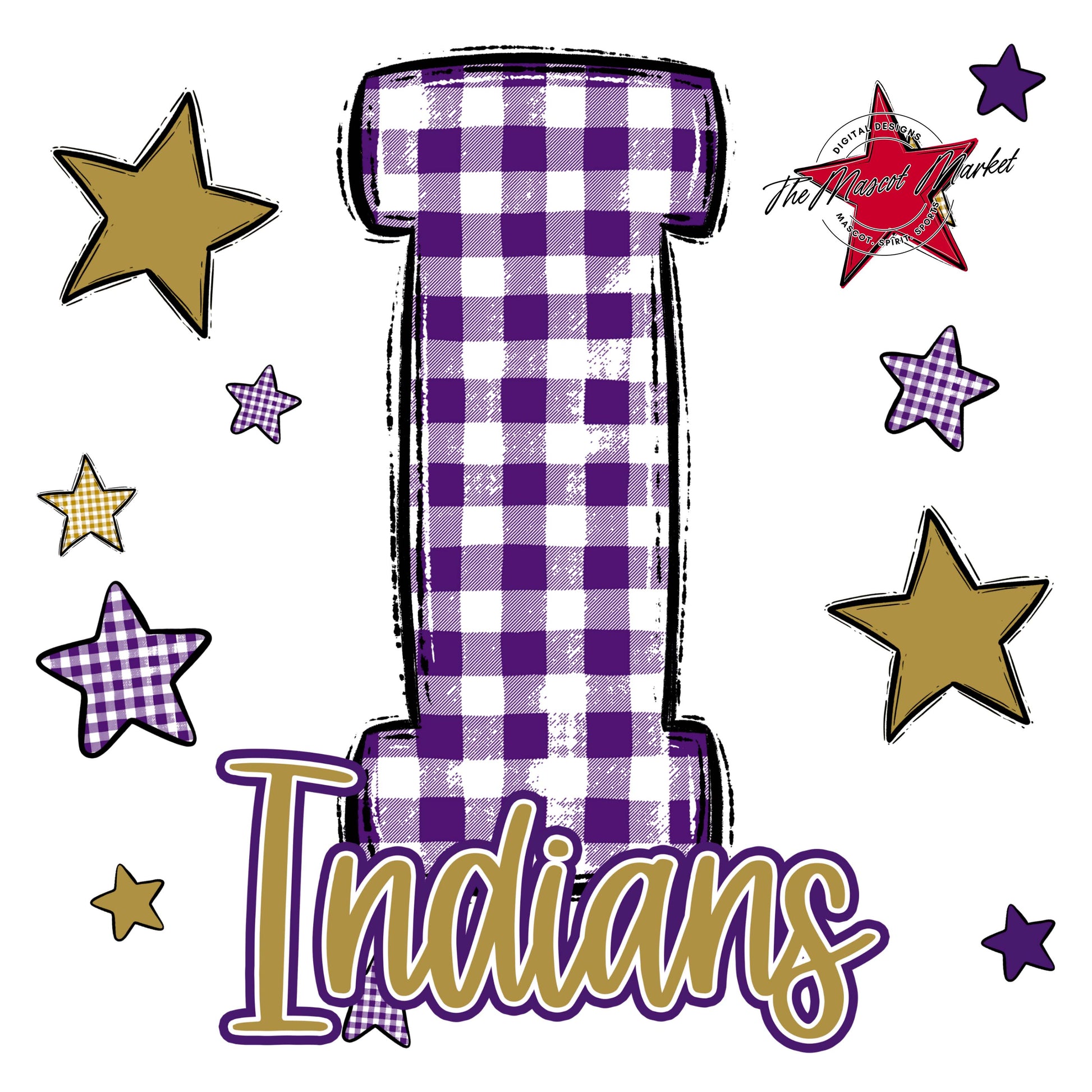 Indians Plaid Star Design-Purple & Gold