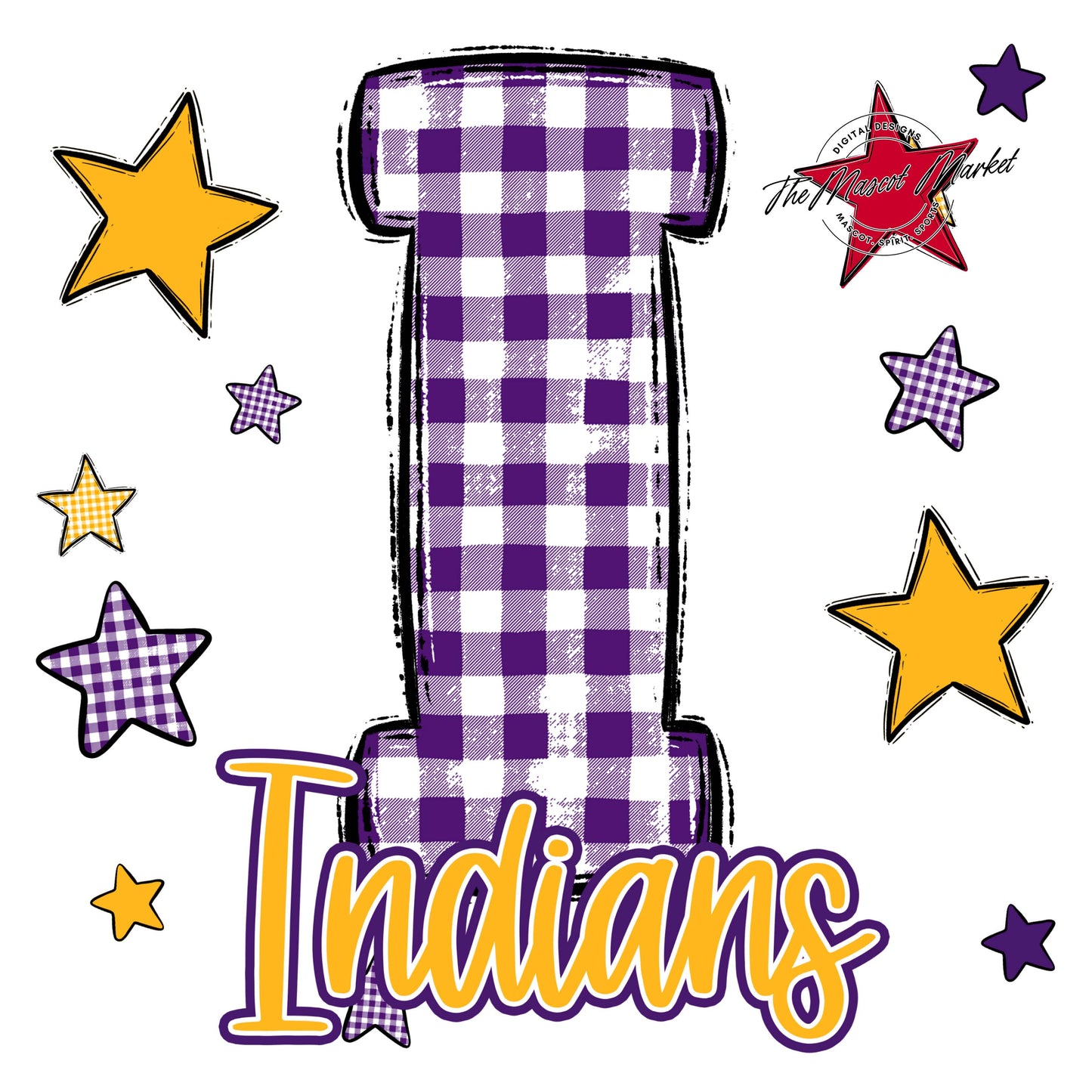 Indians Plaid Star Design-Purple & Yellow