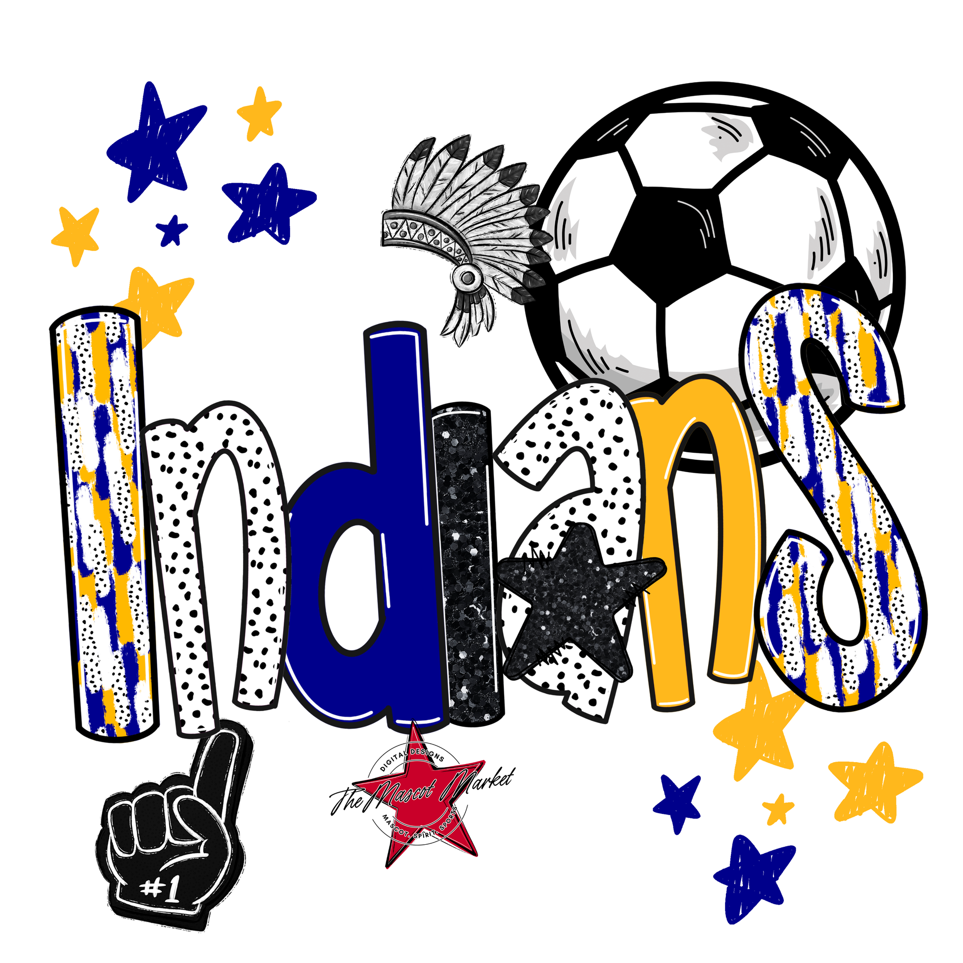 Indians Soccer Scrape-Blue-Yellow
