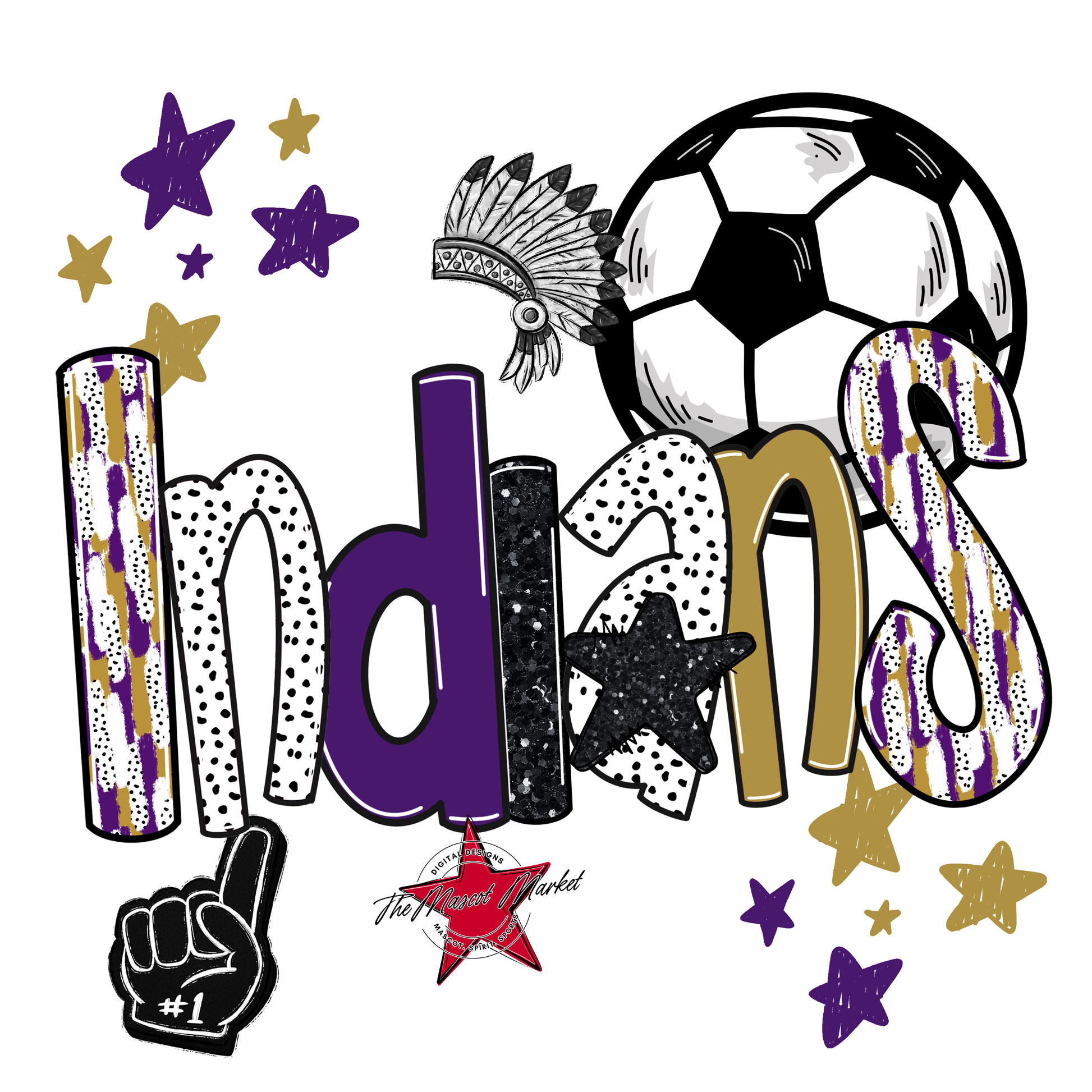 Indians Soccer Scrape-Purple-Gold