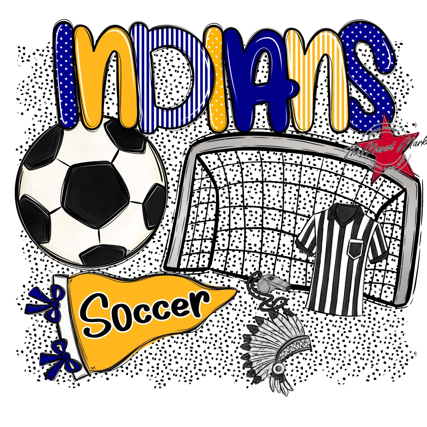 Indians Soccer Spirit-Blue & Yellow