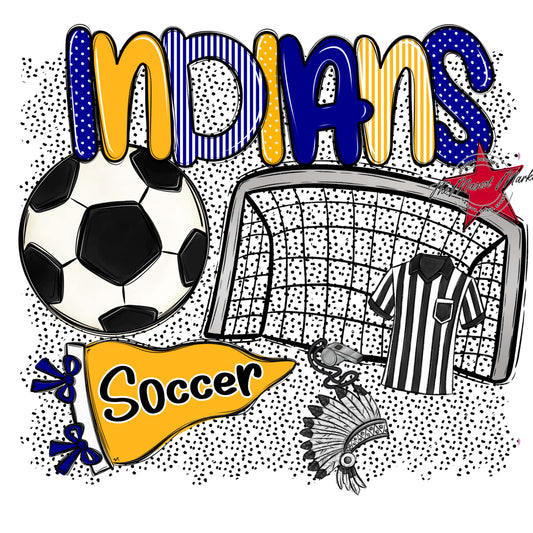 Indians Soccer Spirit-Blue & Yellow