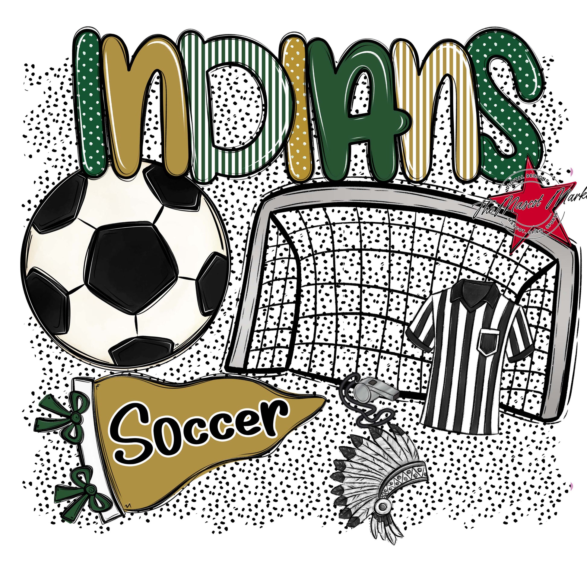 Indians Soccer Spirit-Green & Gold