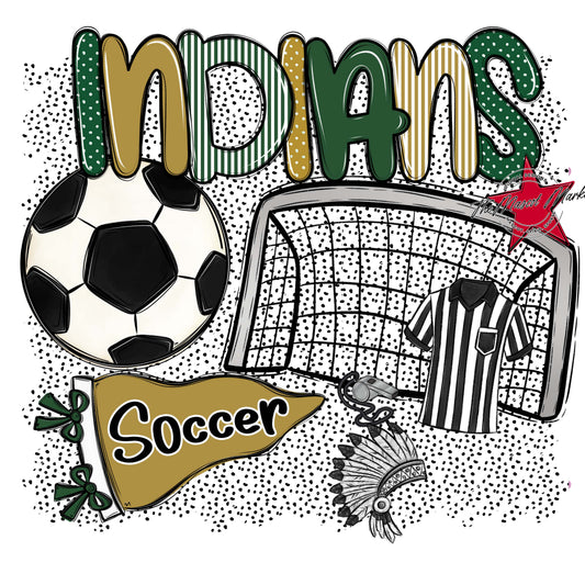 Indians Soccer Spirit-Green & Gold