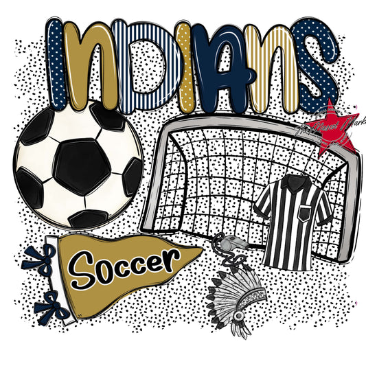 Indians Soccer Spirit-Navy & Gold