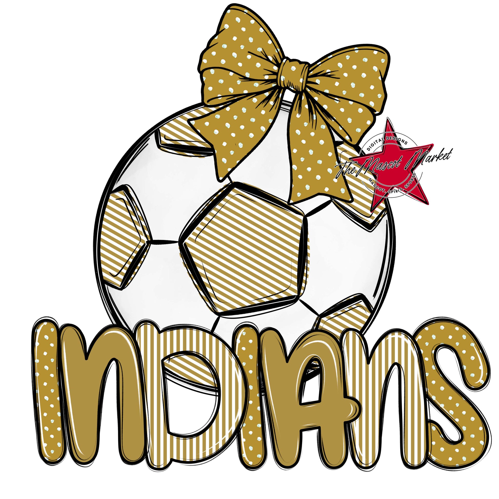 Indians Soccer Spirit Design-Gold