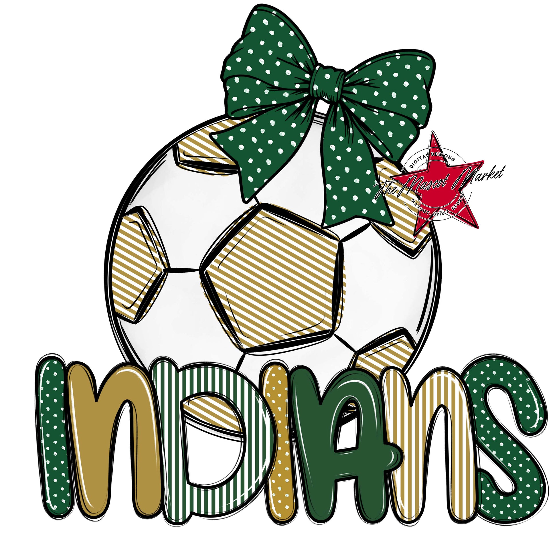 Indians Soccer Spirit Design-Green & Gold