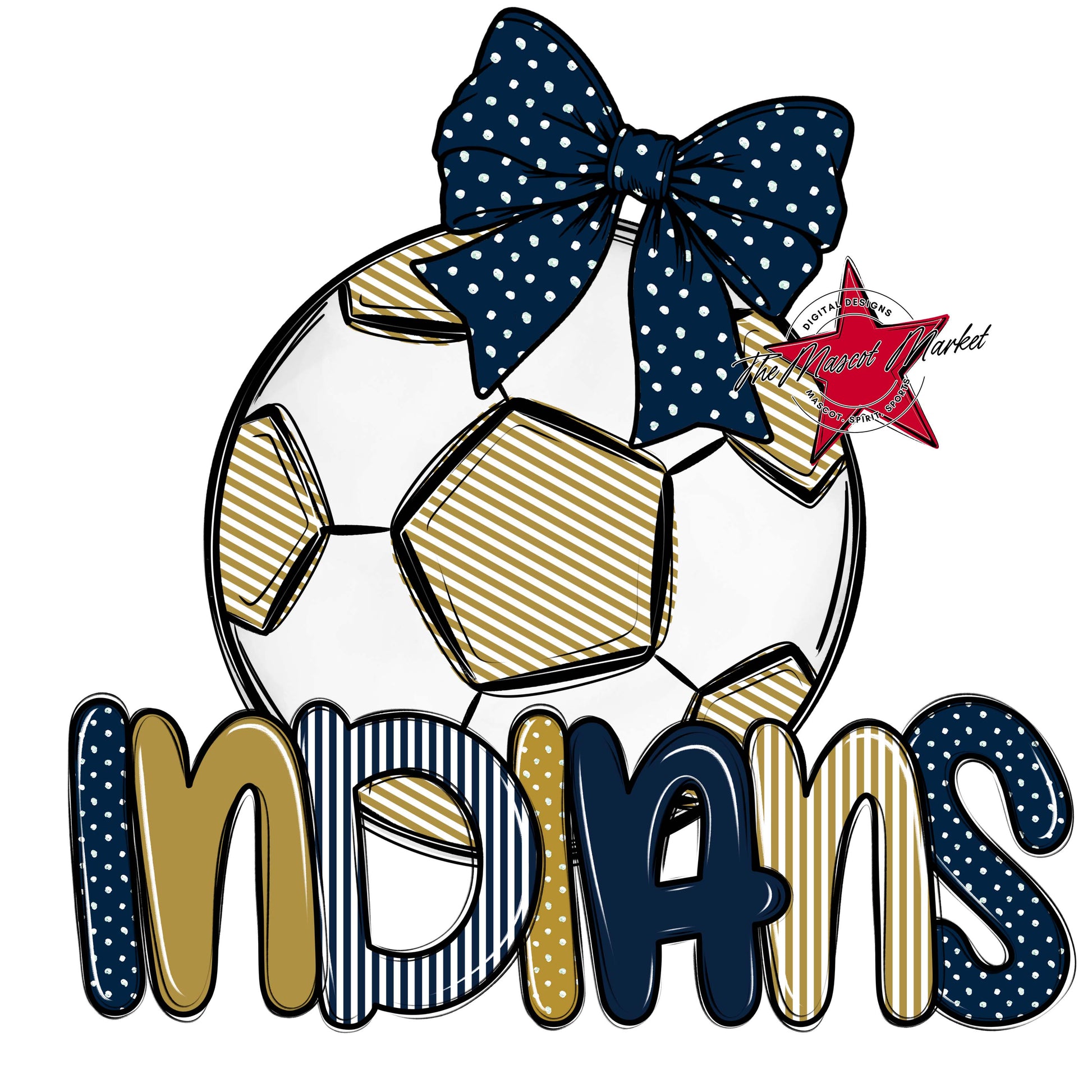 Indians Soccer Spirit Design-Navy & Gold
