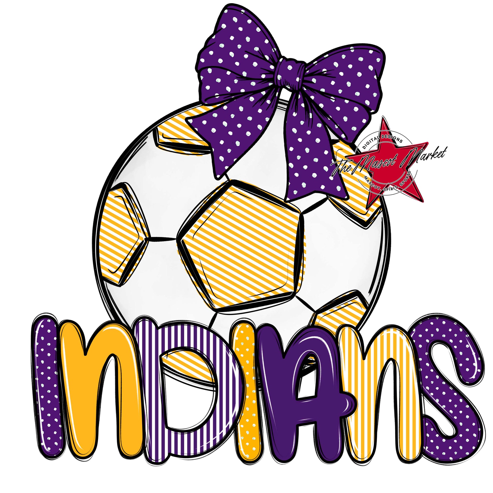 Indians Soccer Spirit Design-Purple & Yellow