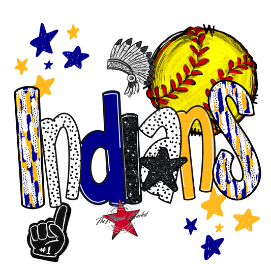 Indians Softball Scrape-Blue-Yellow