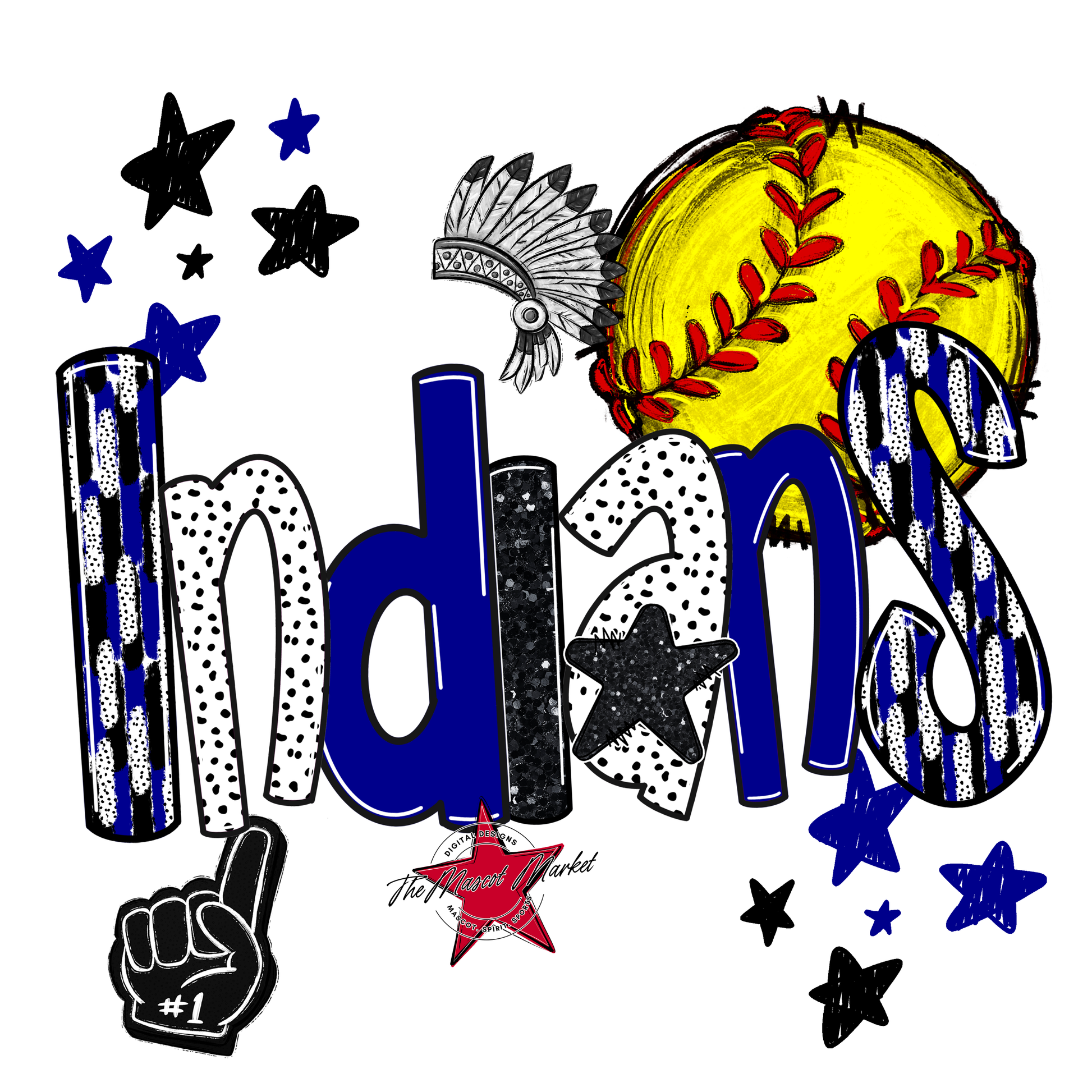 Indians Softball Scrape-Blue