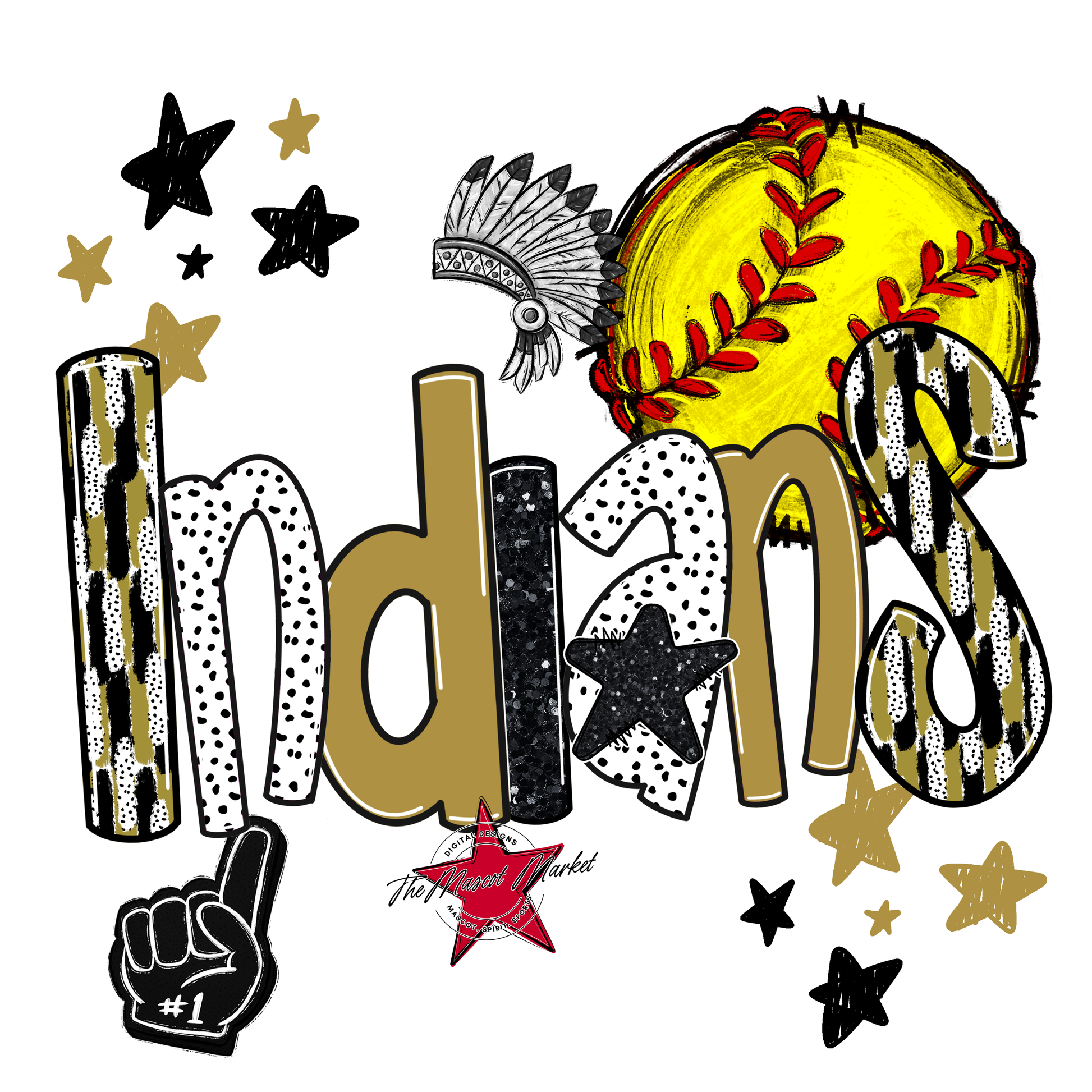 Indians Softball Scrape-Gold