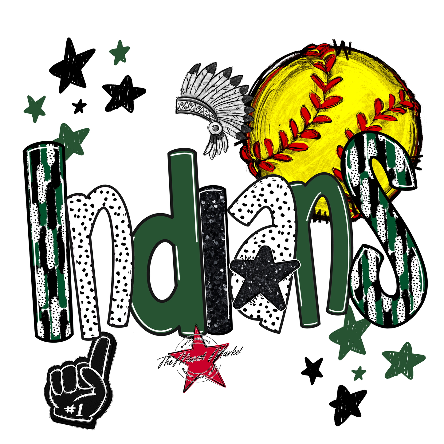 Indians Softball Scrape-Green