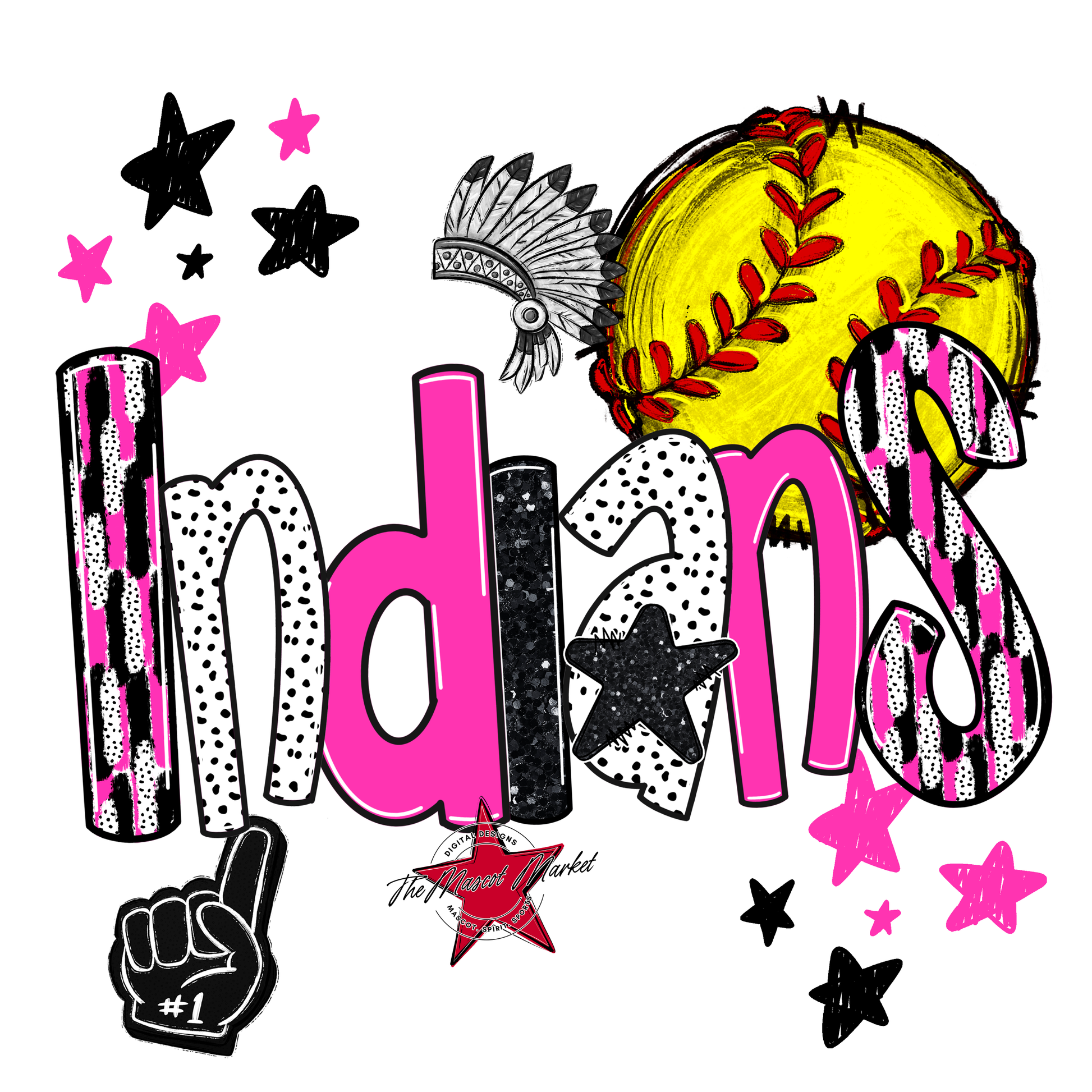 Indians Softball Scrape-Pink
