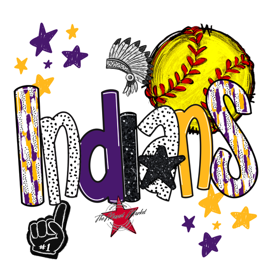 Indians Softball Scrape-Purple-Yellow