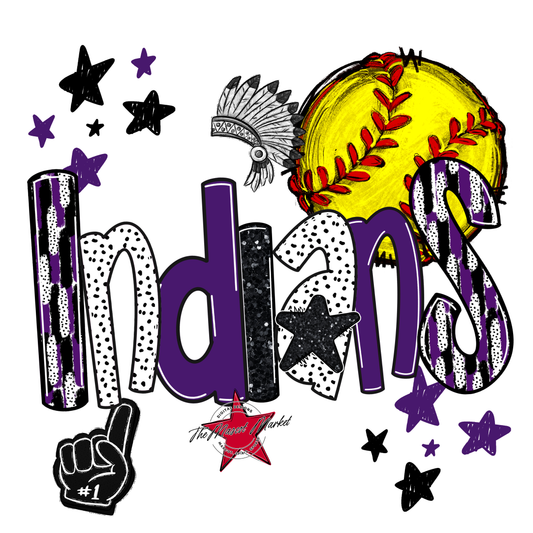 Indians Softball Scrape-Purple