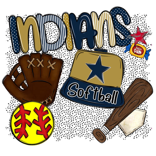 Indians Softball Spirit-Navy & Gold