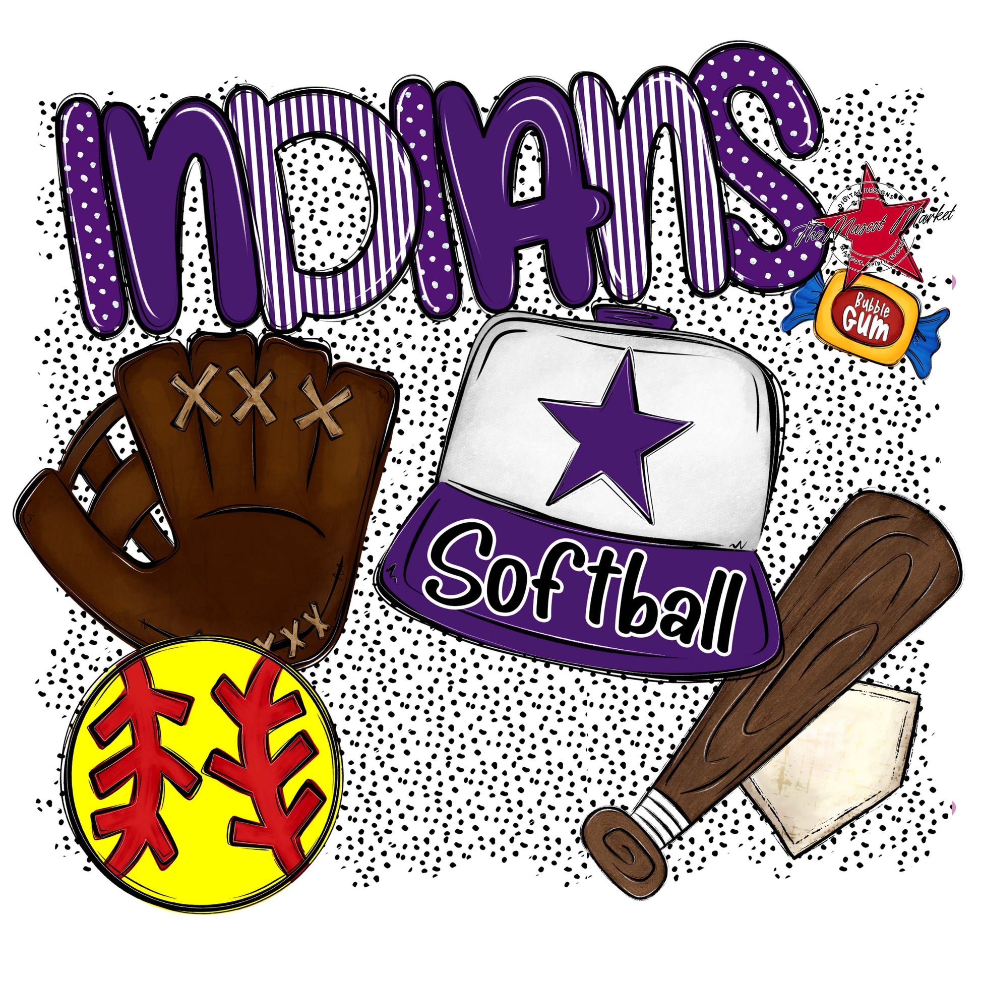 Indians Softball Spirit-Purple