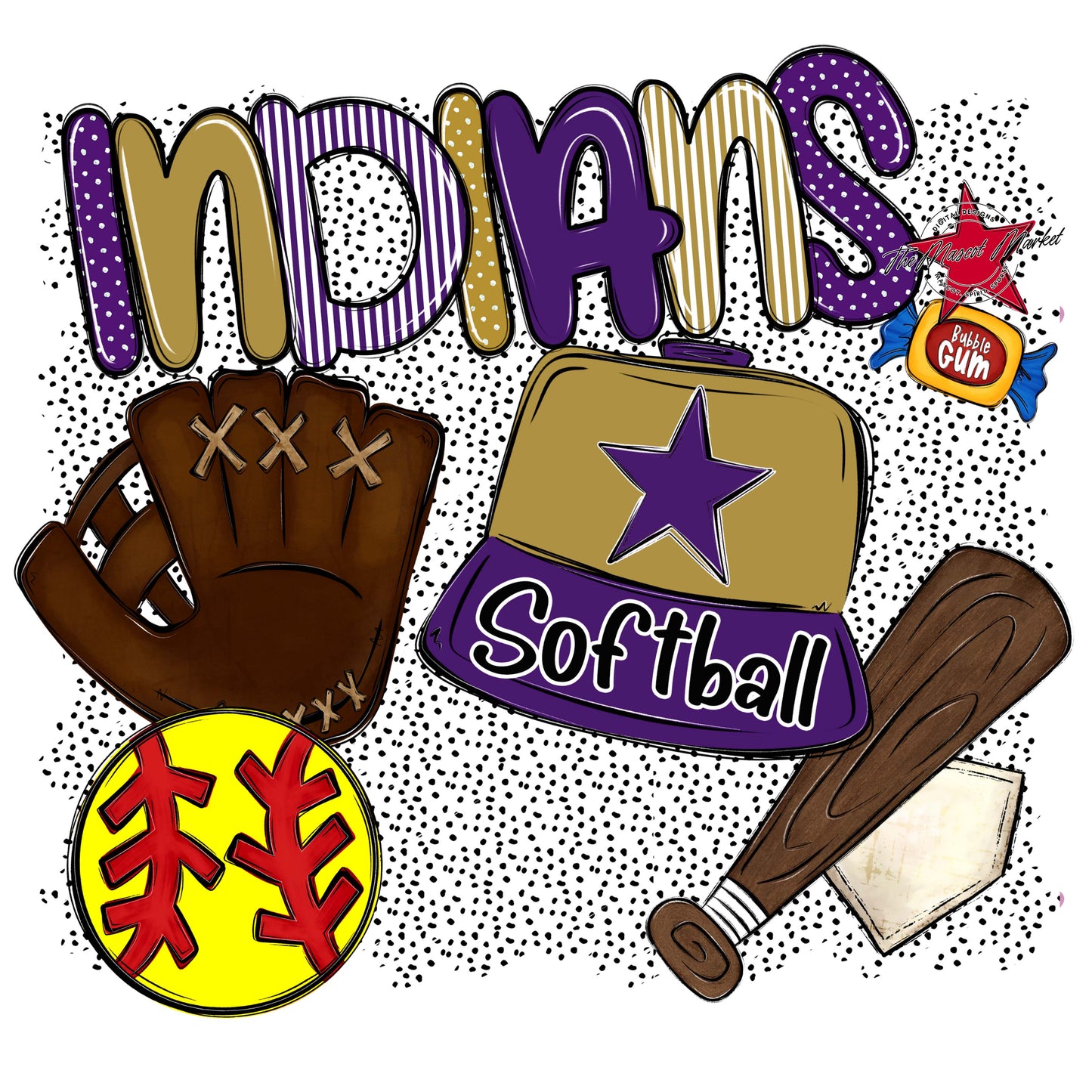 Indians Softball Spirit-Purple & Gold