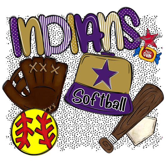 Indians Softball Spirit-Purple & Gold