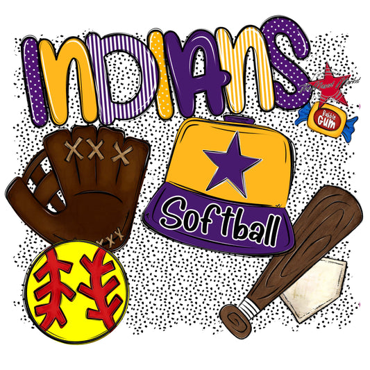 Indians Softball Spirit-Purple & Yellow