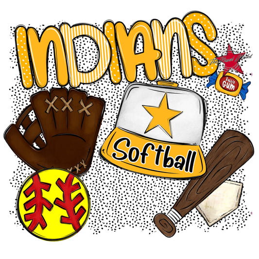 Indians Softball Spirit-Yellow