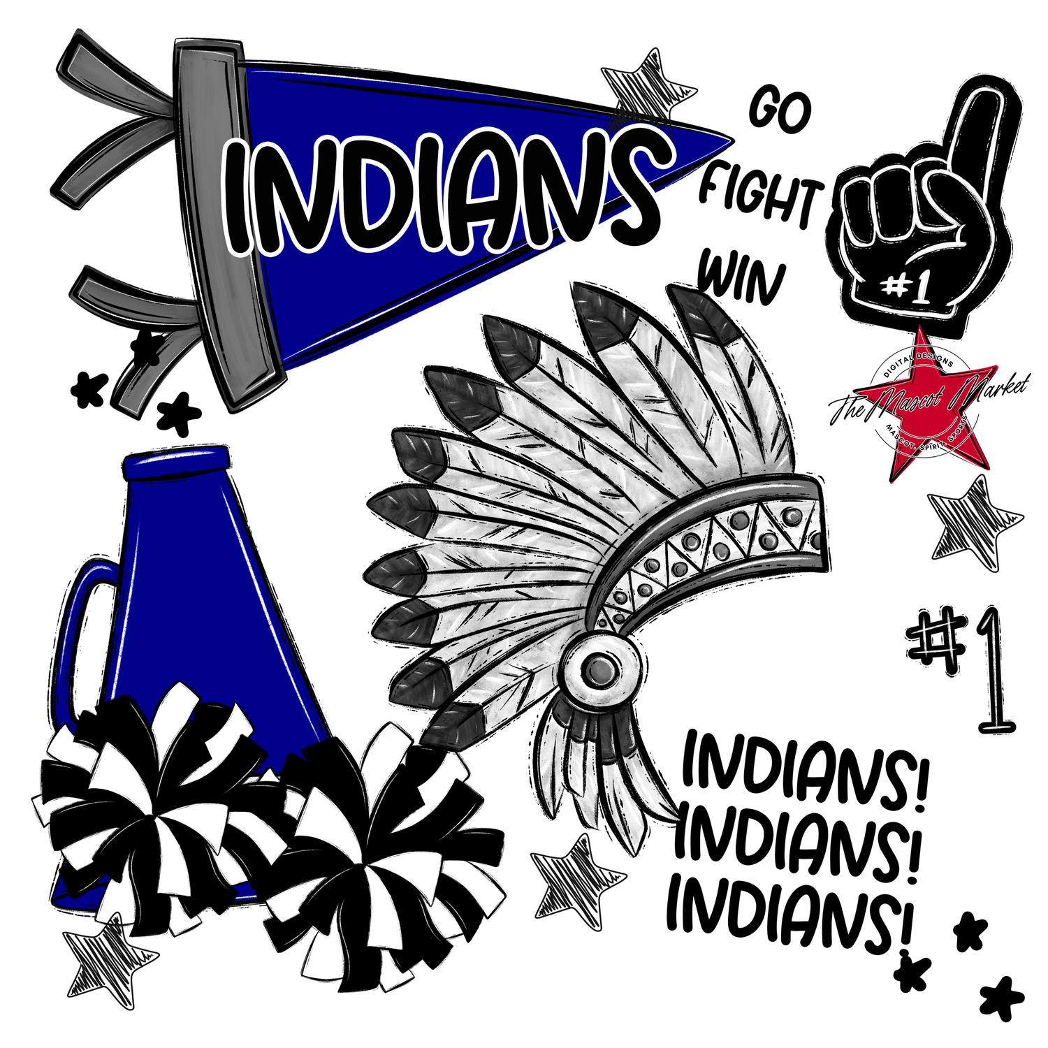 Indians Spirit Design-Blue