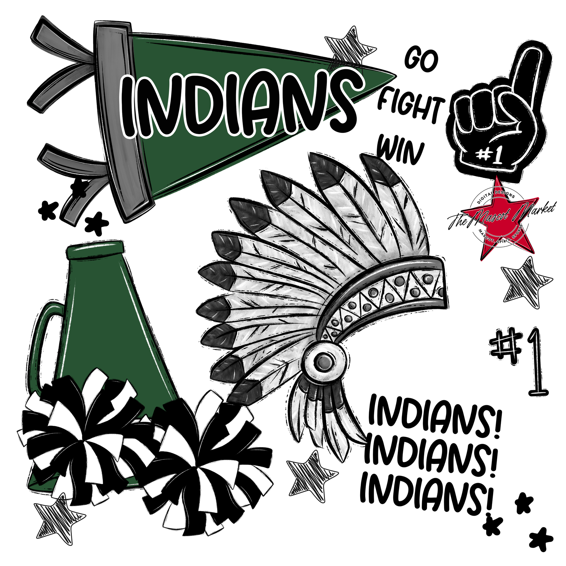 Indians Spirit Design-Green