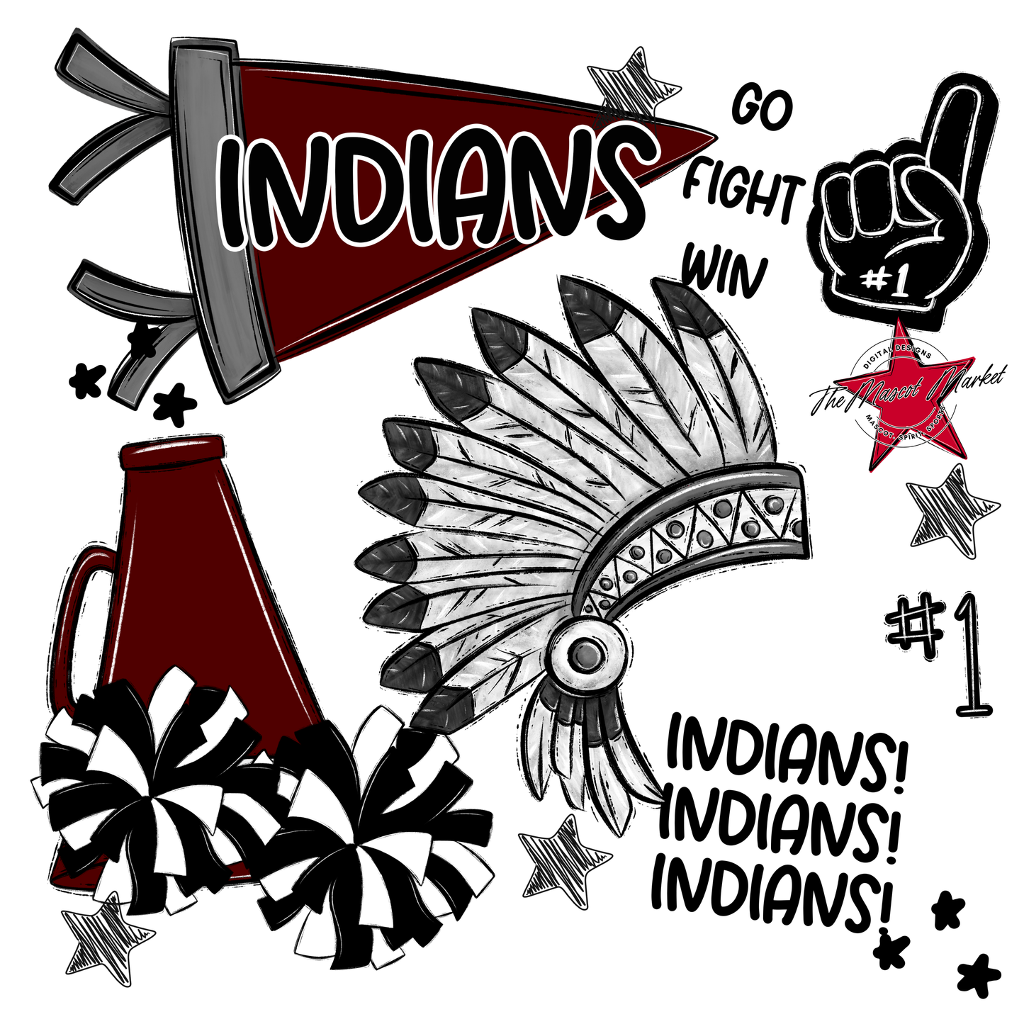 Indians Spirit Design-Maroon