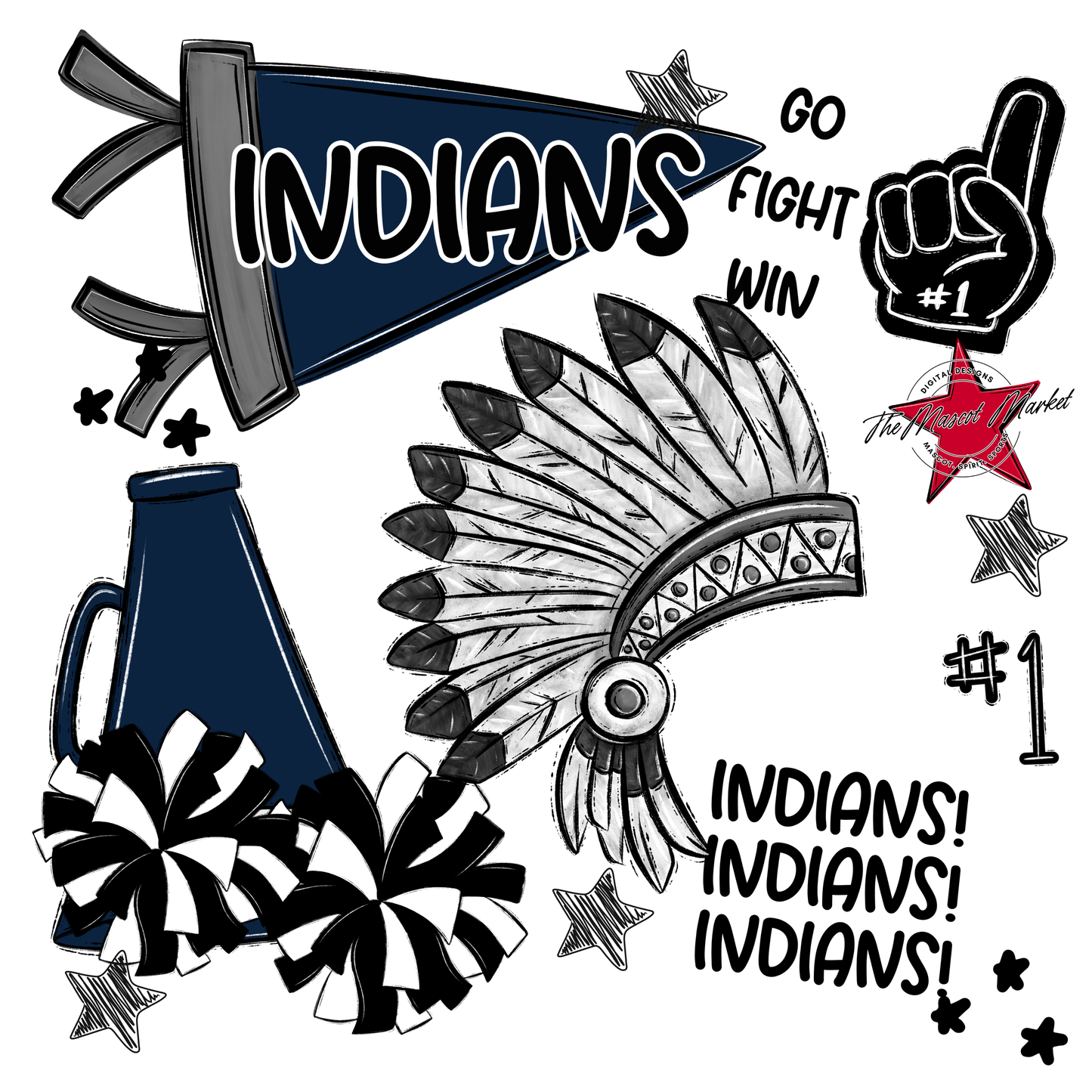 Indians Spirit Design-Navy