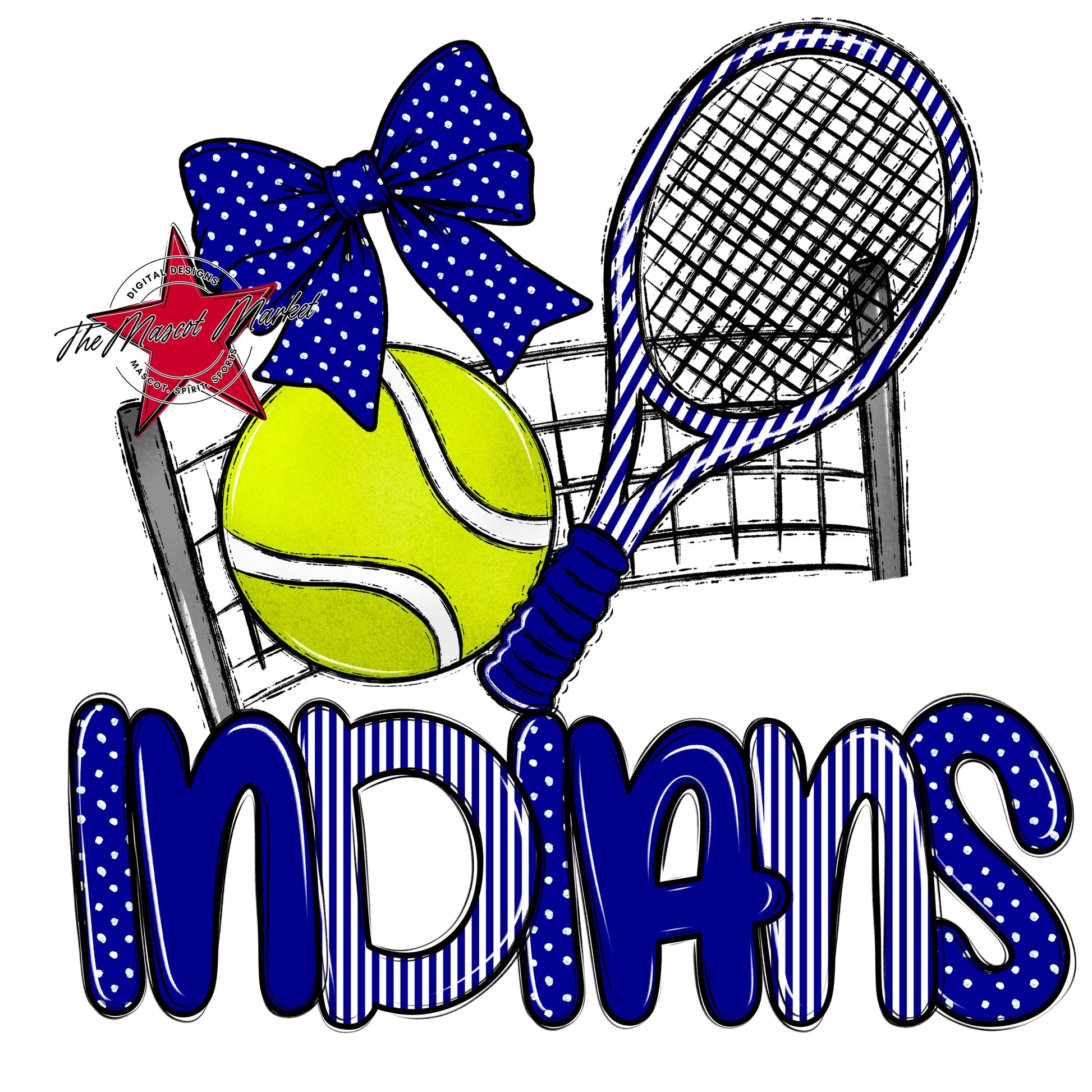 Indians Tennis Spirit Design-Blue