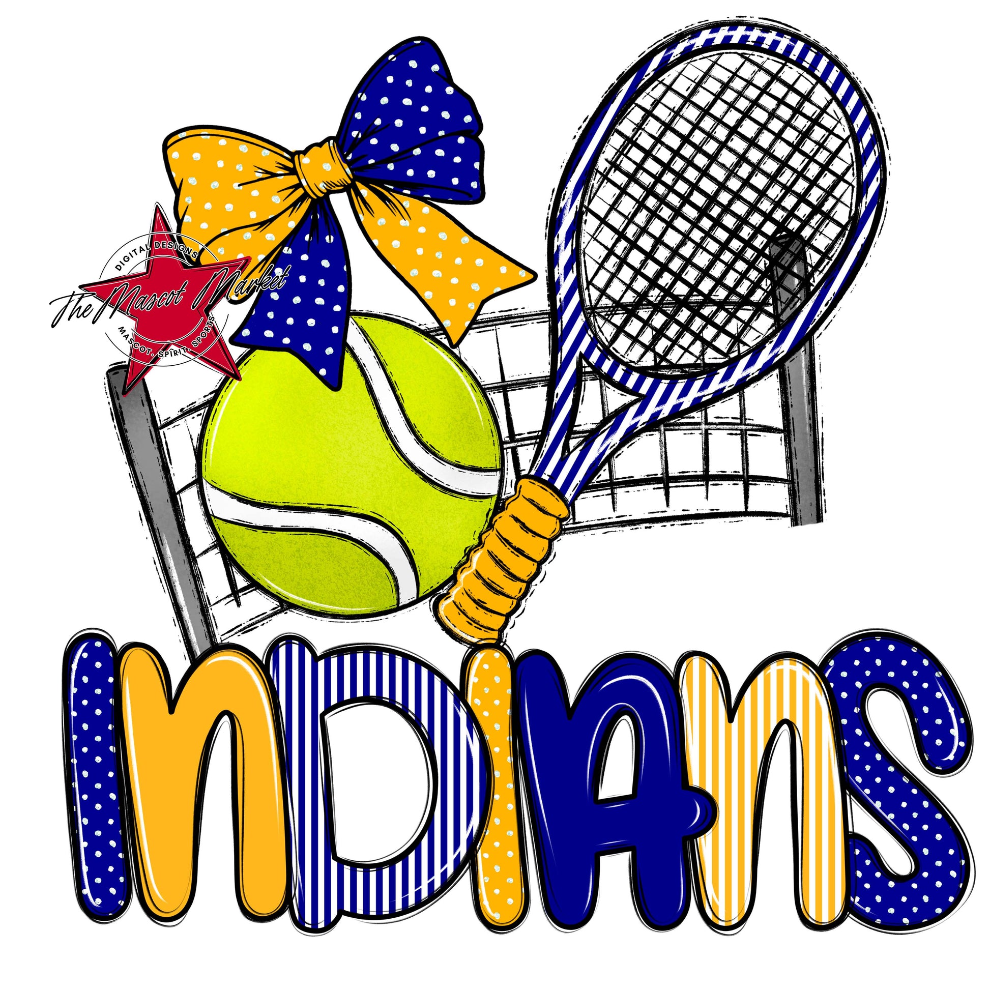 Indians Tennis Spirit Design-Blue & Yellow