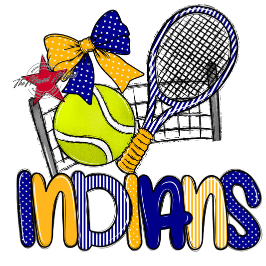 Indians Tennis Spirit Design-Blue & Yellow