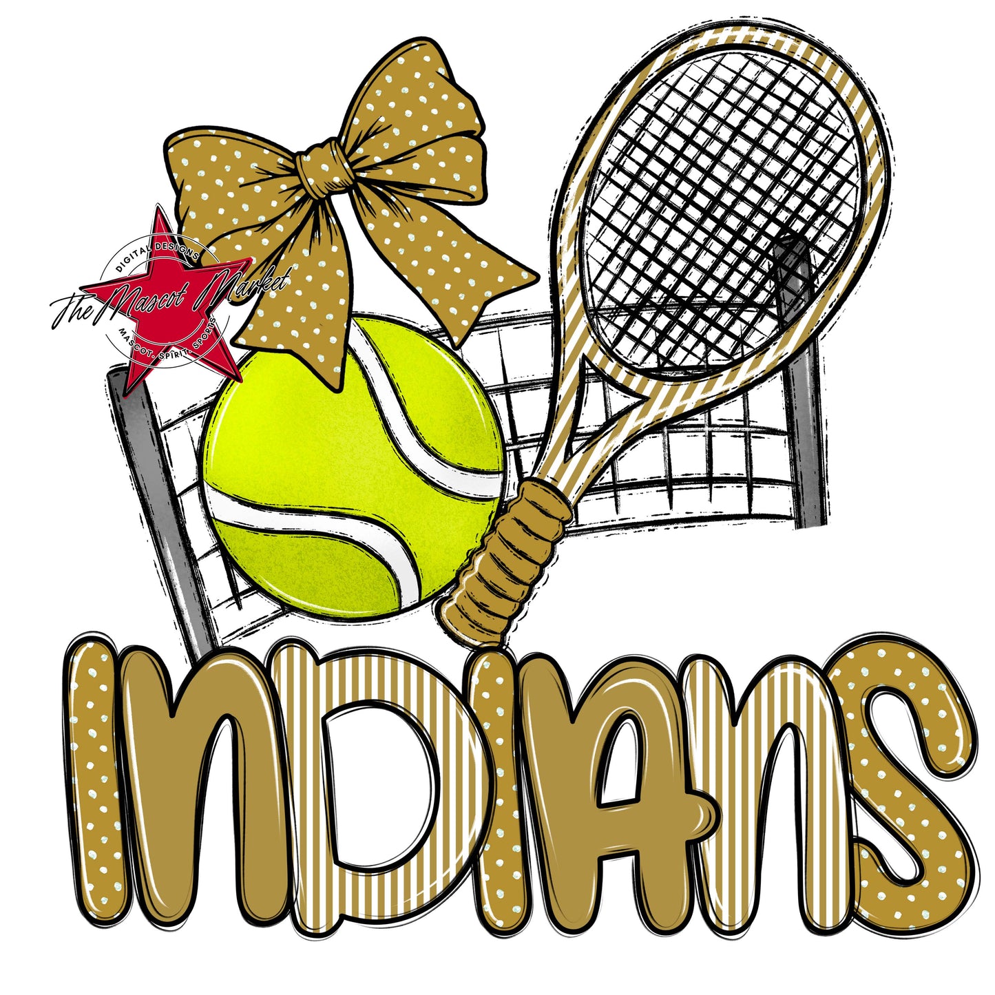 Indians Tennis Spirit Design-Gold