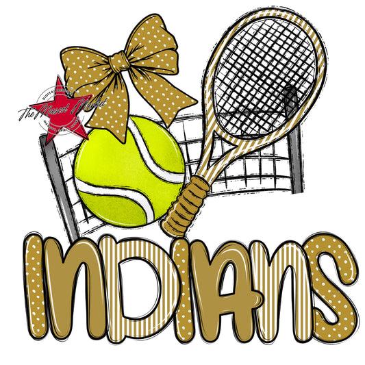 Indians Tennis Spirit Design-Gold