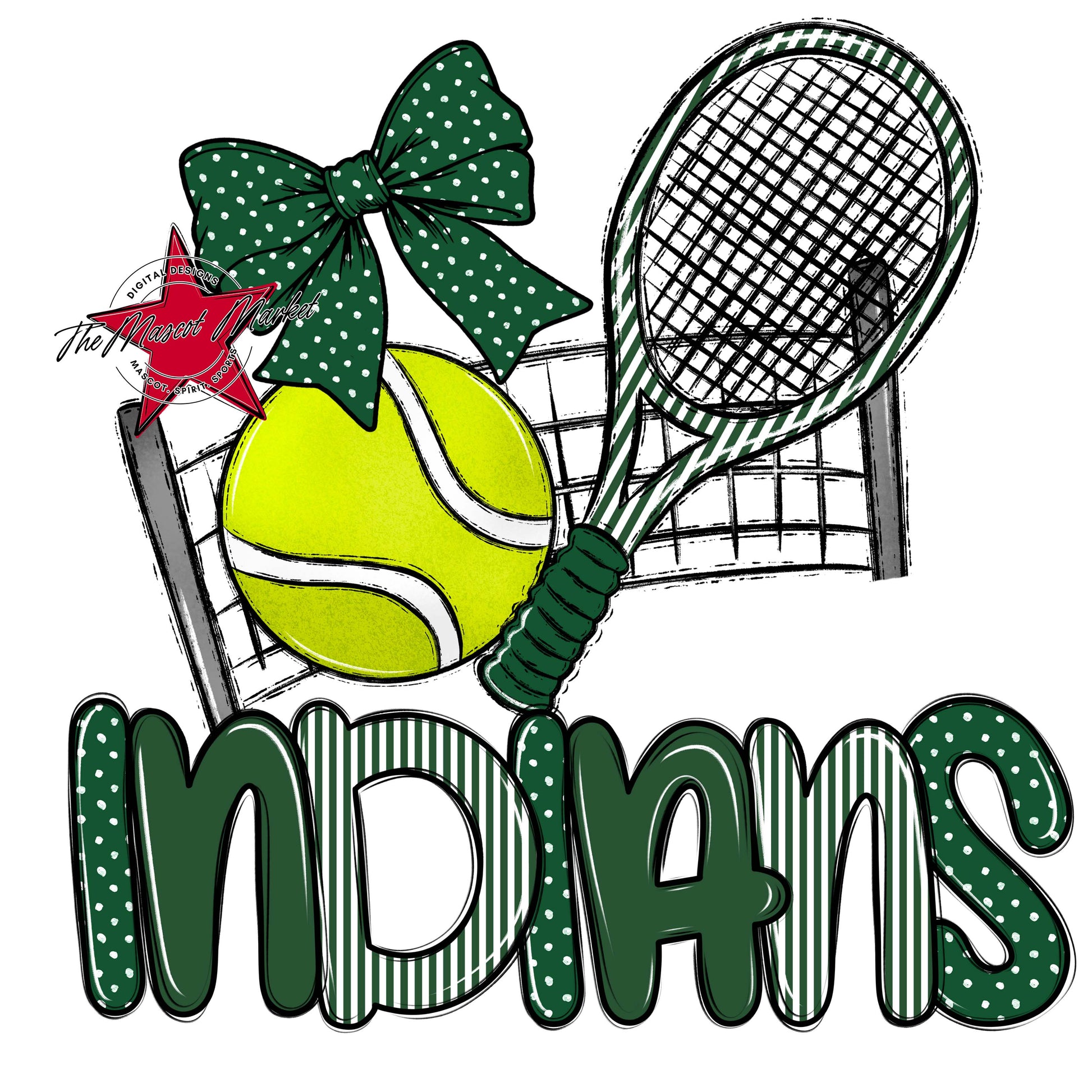 Indians Tennis Spirit Design-Green