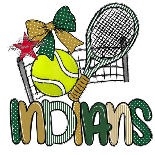 Indians Tennis Spirit Design-Green & Gold